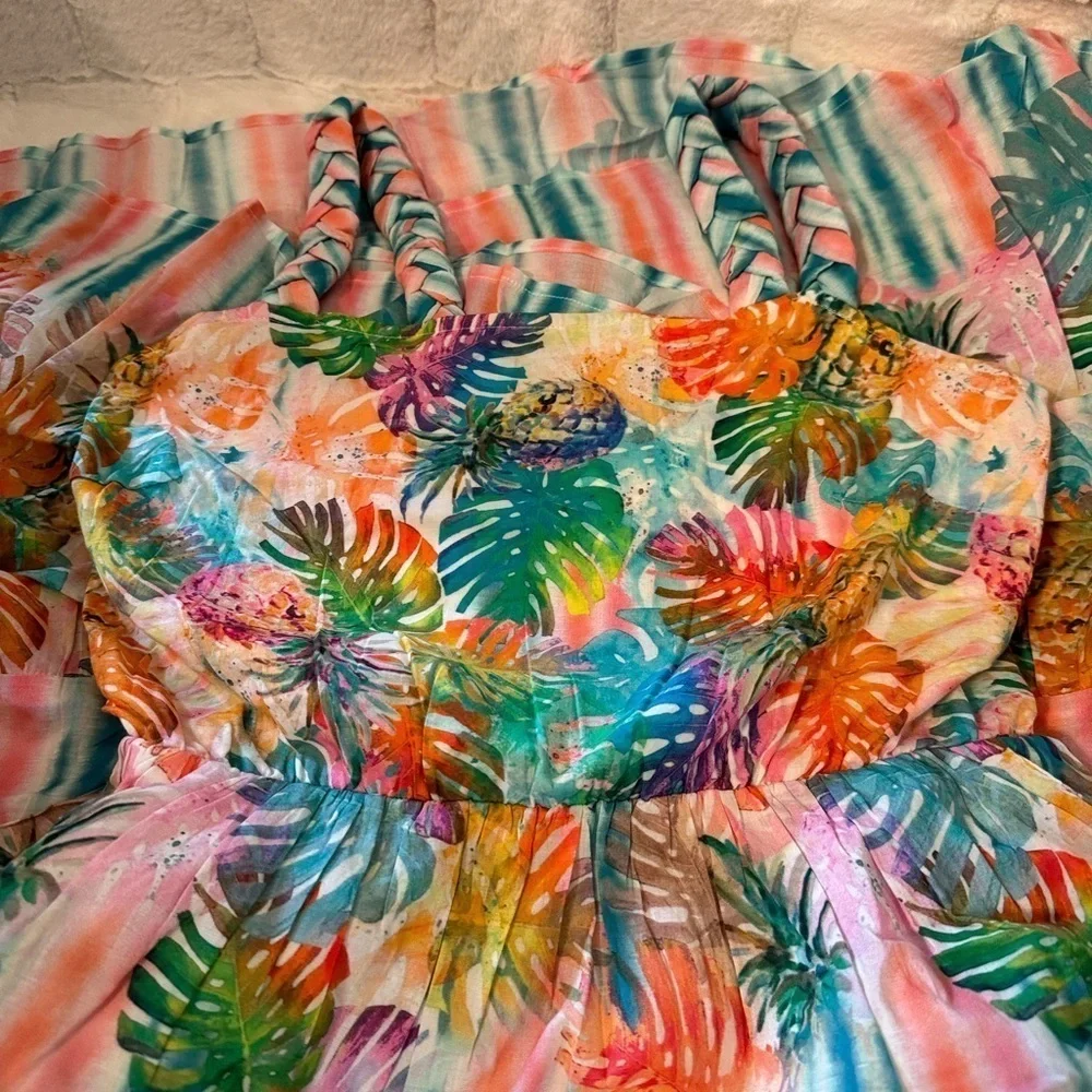 Destination 365 Long Maxi Dress. Size XS. Braided Straps. Floral. New - Picture 10 of 16